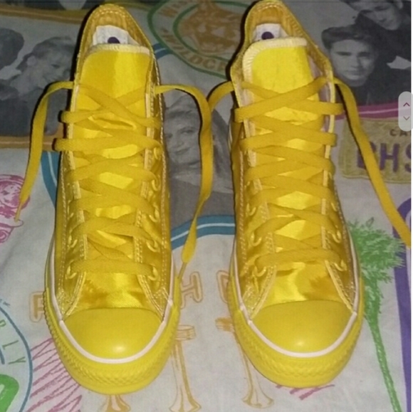 Rare Converse All Star Chuck Taylor High Top Yellow Shoes Sneakers Vintage - Picture 1 of 5